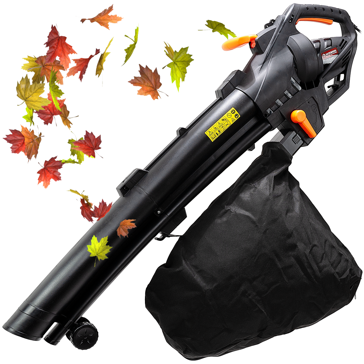 Souffleur de feuilles électrique JACKMEND avec sac de collecte de 35 L - 3000 W filaire, vitesse de l'air 270 km/h - 15 000 tr/min
