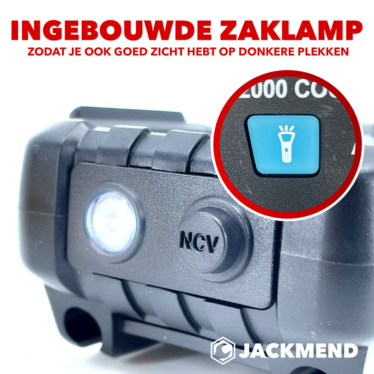 Multimètre numérique JACKMEND - Voltmètre intelligent avec lampe torche LED - Mesure de tension AC / DC - Voltmètre - Multimètre