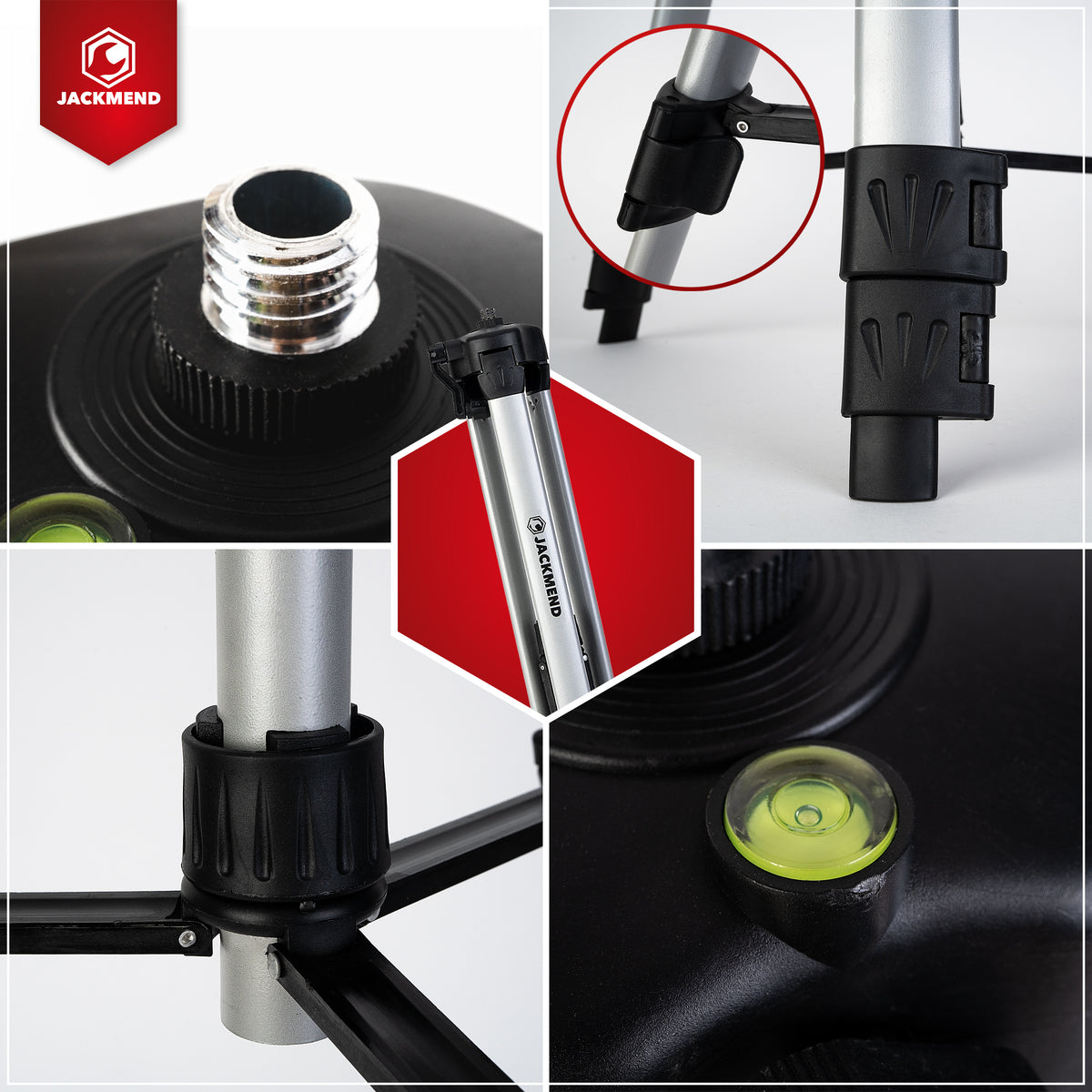 JACKMEND Laser lignes en croix 4D, rechargeable USB-C, affichage numérique, trépied inclus - Portée de 50 mètres