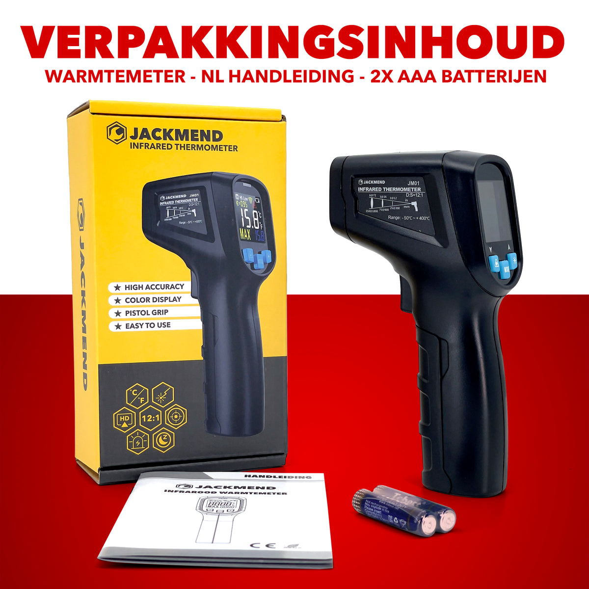 Thermomètre infrarouge JACKMEND - Thermomètre numérique Plage de -50 à 400 °C