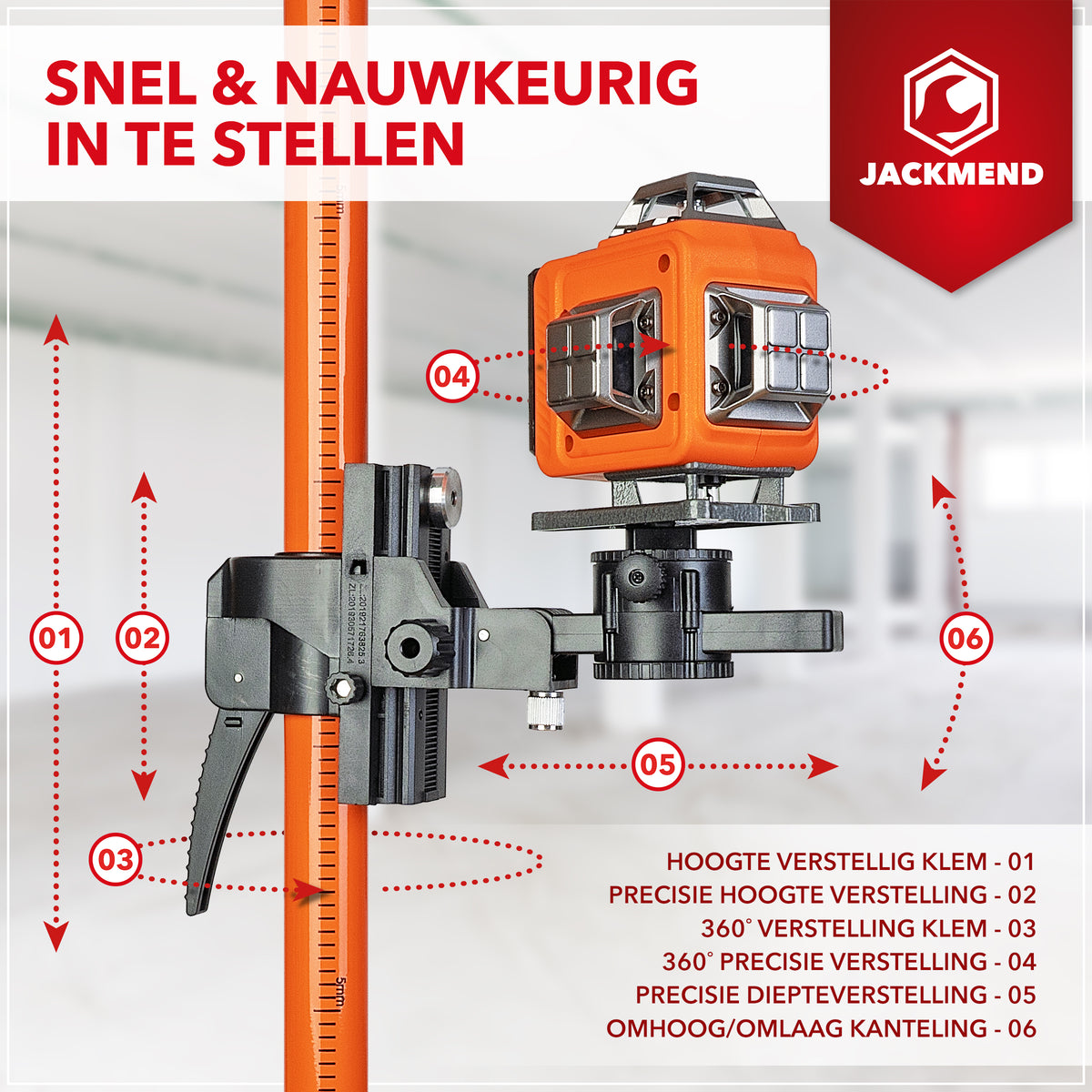 Trépied laser JACKMEND jusqu'à 5,5 m