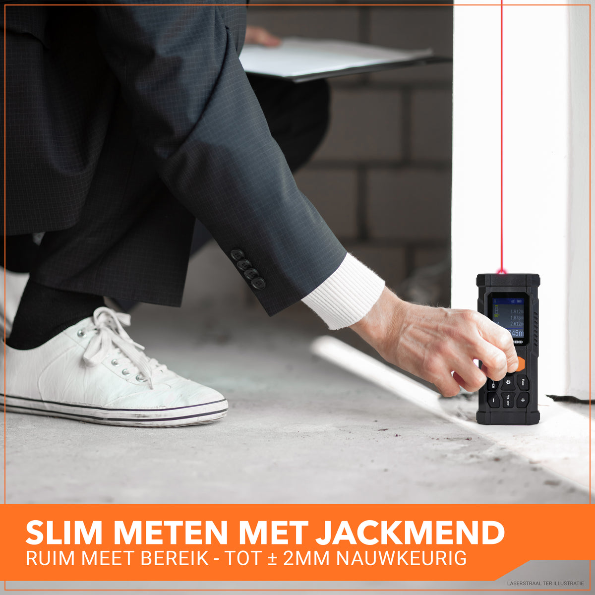 JACKMEND Laserafstandsmeter 200 Meter bereik - Met Hellingmeter, Pythagoras en Markeerlaser