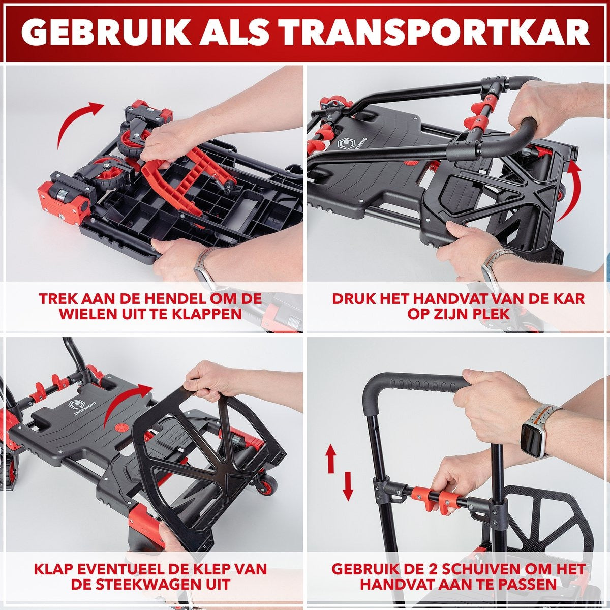 Chariot de transport et diable pliable 2-en-1 Jackmend