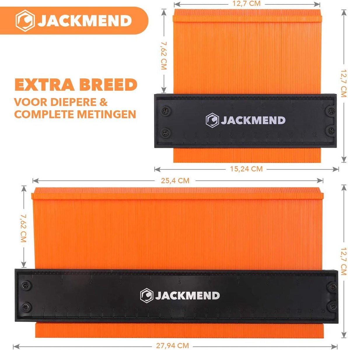 Set d'outils de traçage 2 en 1 JACKMEND comprenant des jauges de contour de 12 et 25 cm avec verrouillage