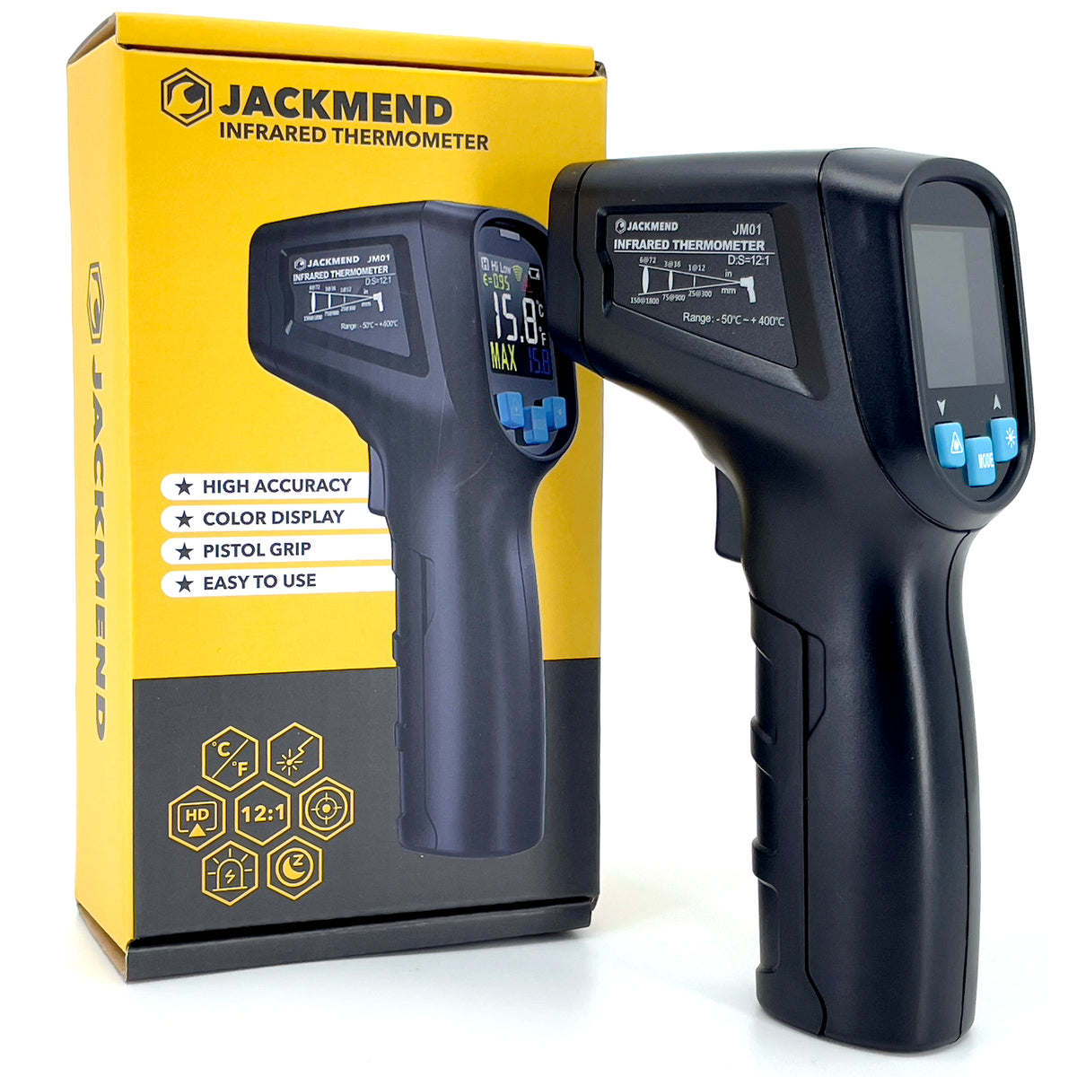Thermomètre infrarouge JACKMEND - Thermomètre numérique Plage de -50 à 400 °C