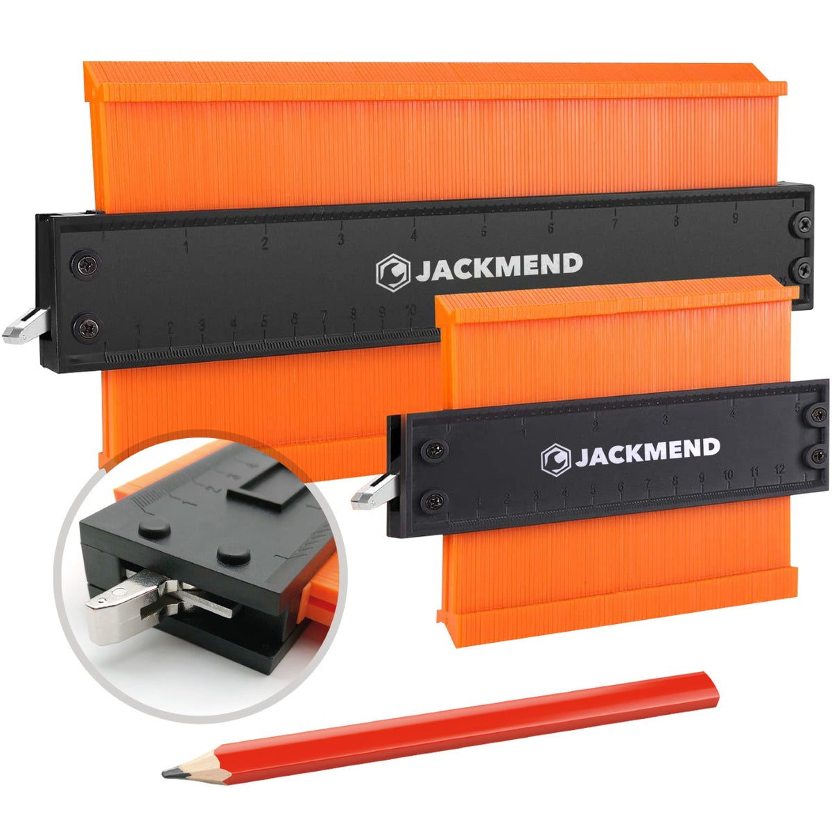Set d'outils de traçage 2 en 1 JACKMEND comprenant des jauges de contour de 12 et 25 cm avec verrouillage