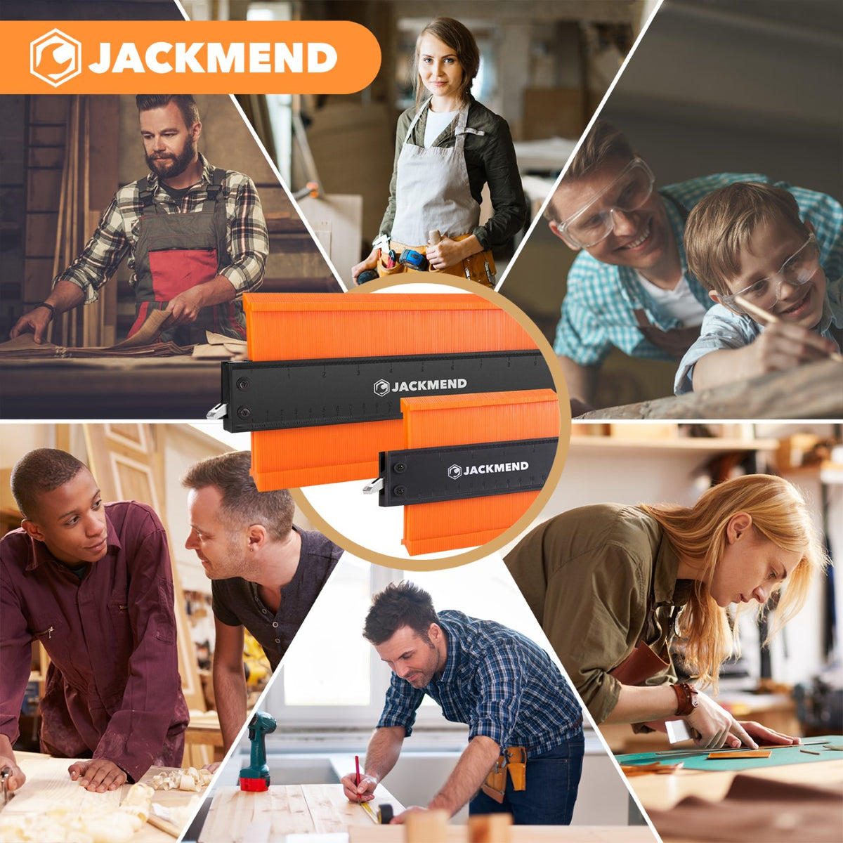 Set d'outils de traçage 2 en 1 JACKMEND comprenant des jauges de contour de 12 et 25 cm avec verrouillage